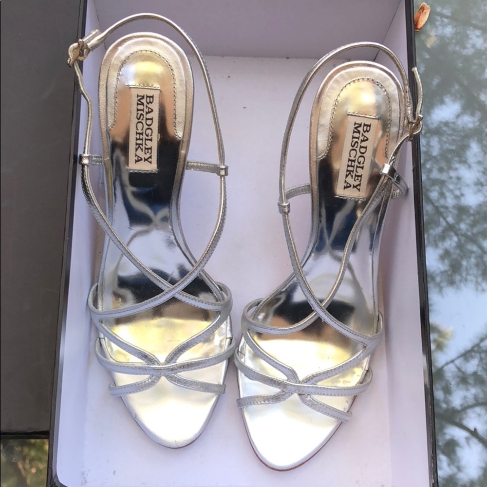 Silver Badgley Mischka strappy sandals